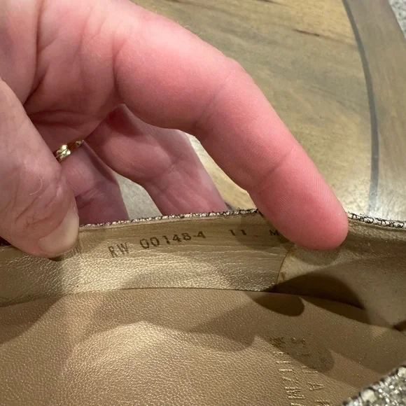 Stuart Weitzman Anna Platinum Noir Wedge Open Toe Women’s - Picture 5 of 6